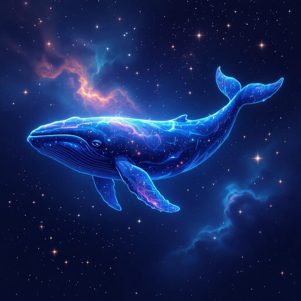 Celestial Whale Swims Through Cosmic Nebula