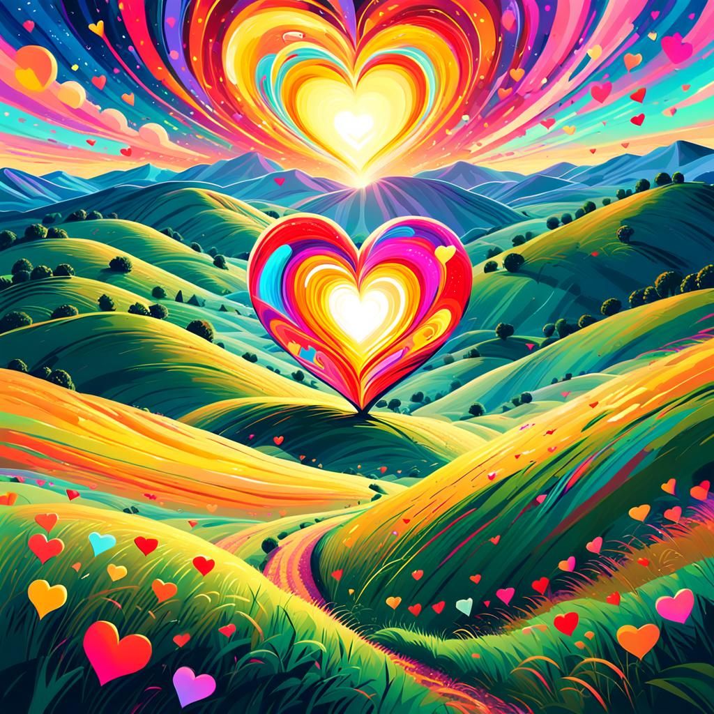 Glowing Heart Landscape in Fauvist Expressionism