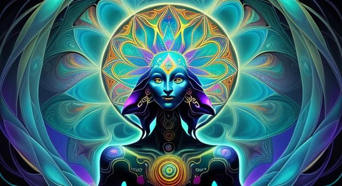 Mystical Figure in Quantum Dreamscape, Surreal Digital Art