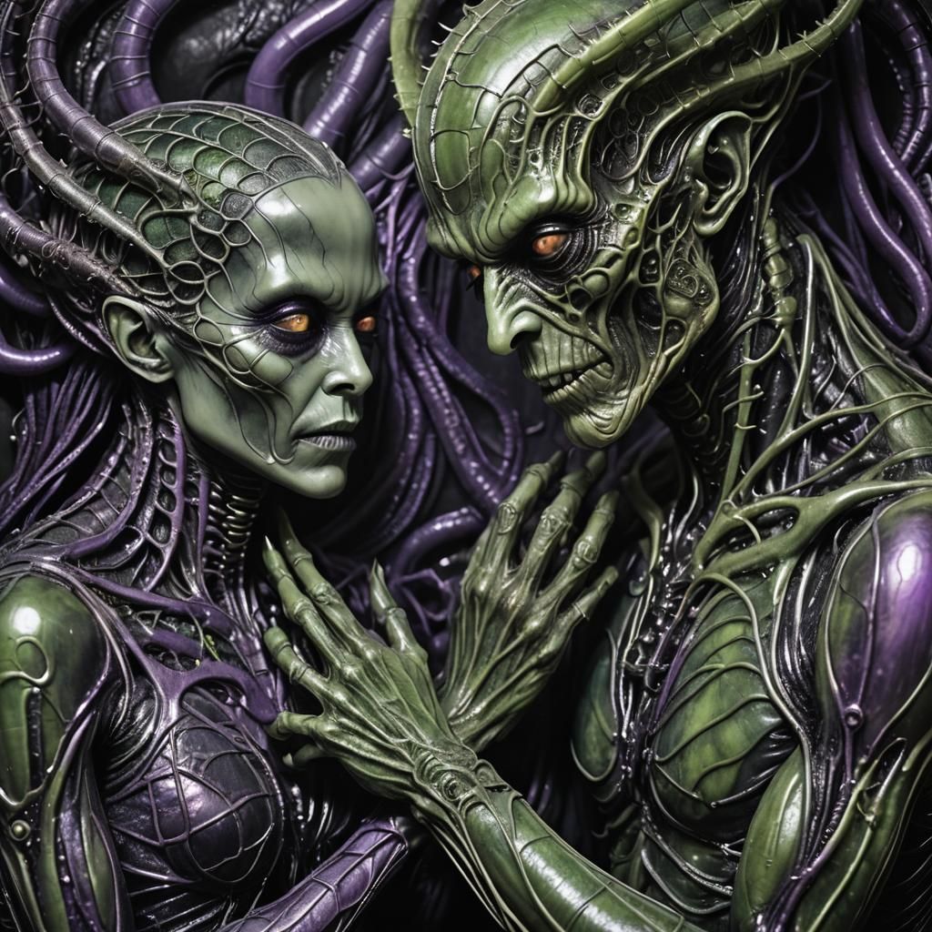 Lovecraftian Vampire Embrace in Dark Fantasy Style