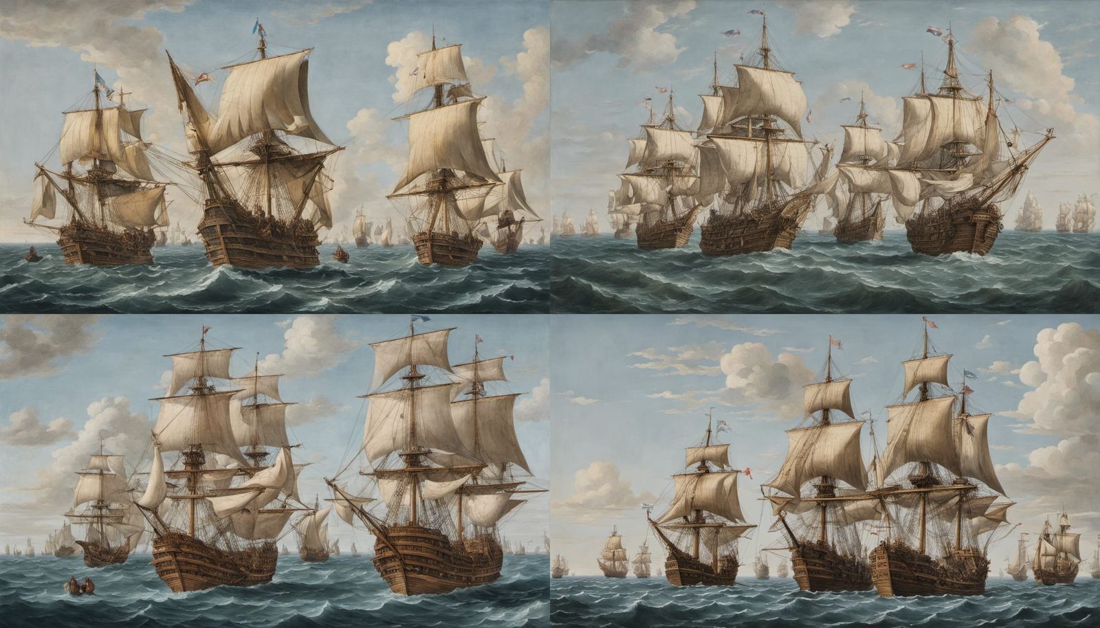 Sixteenth-Century Galleons Sailing on a Calm Sea