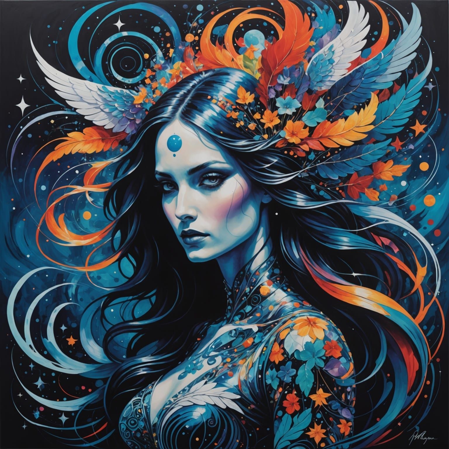 Mystique Angel: Monochromatic Woman in Celestial Underwater ...