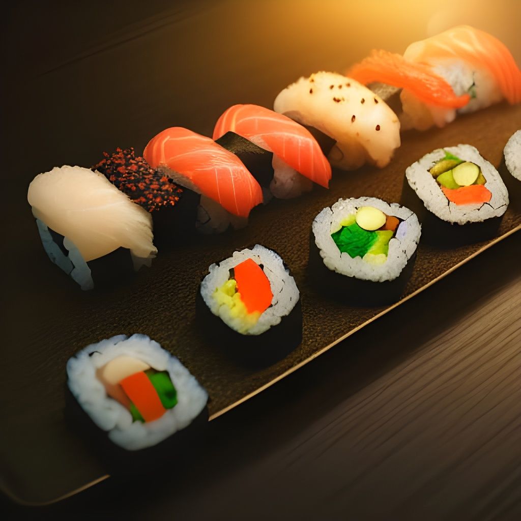 Sushi Still Life in Studio Ghibli Anime Style