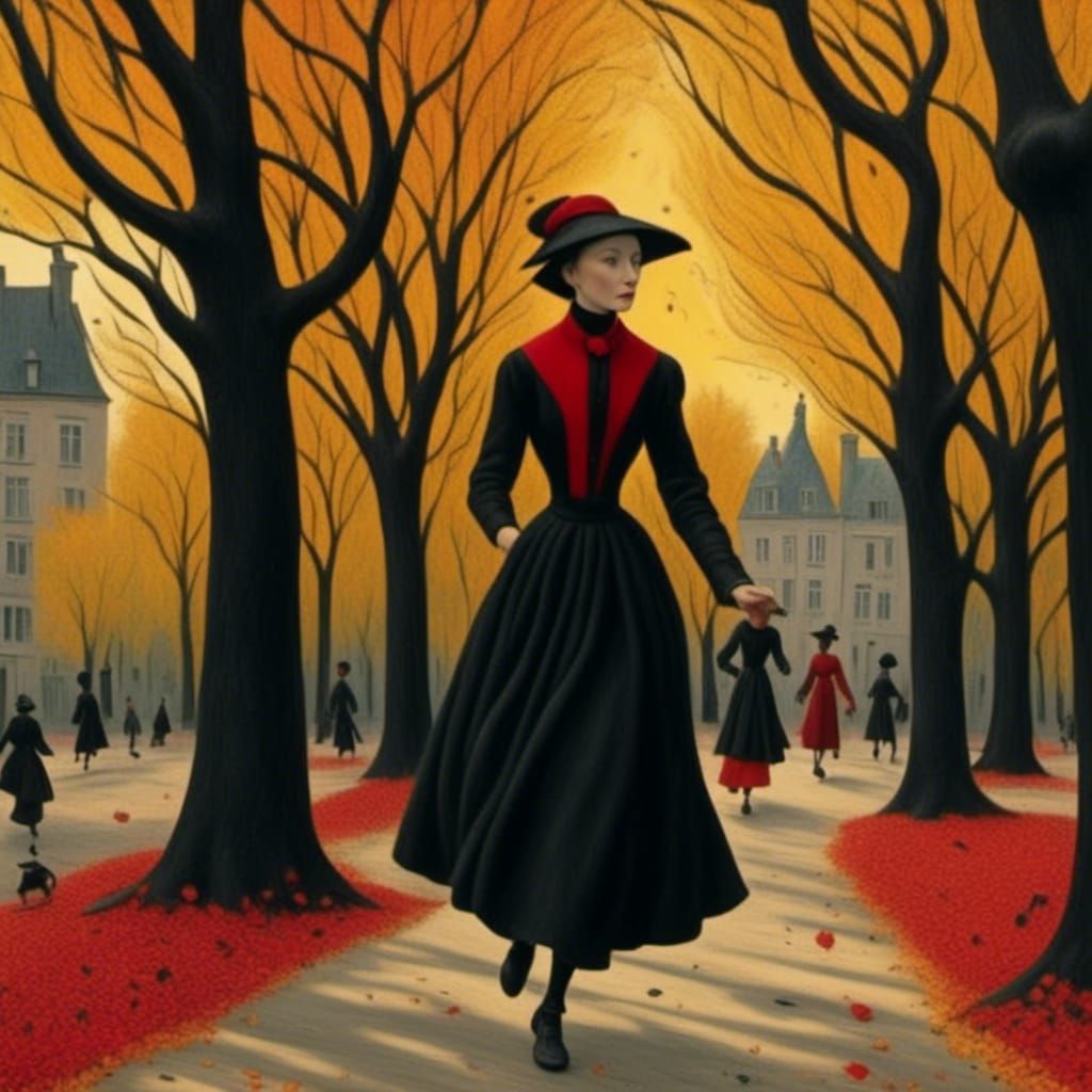 Autumn Jogger: A Van Gogh Inspired Oil Painting