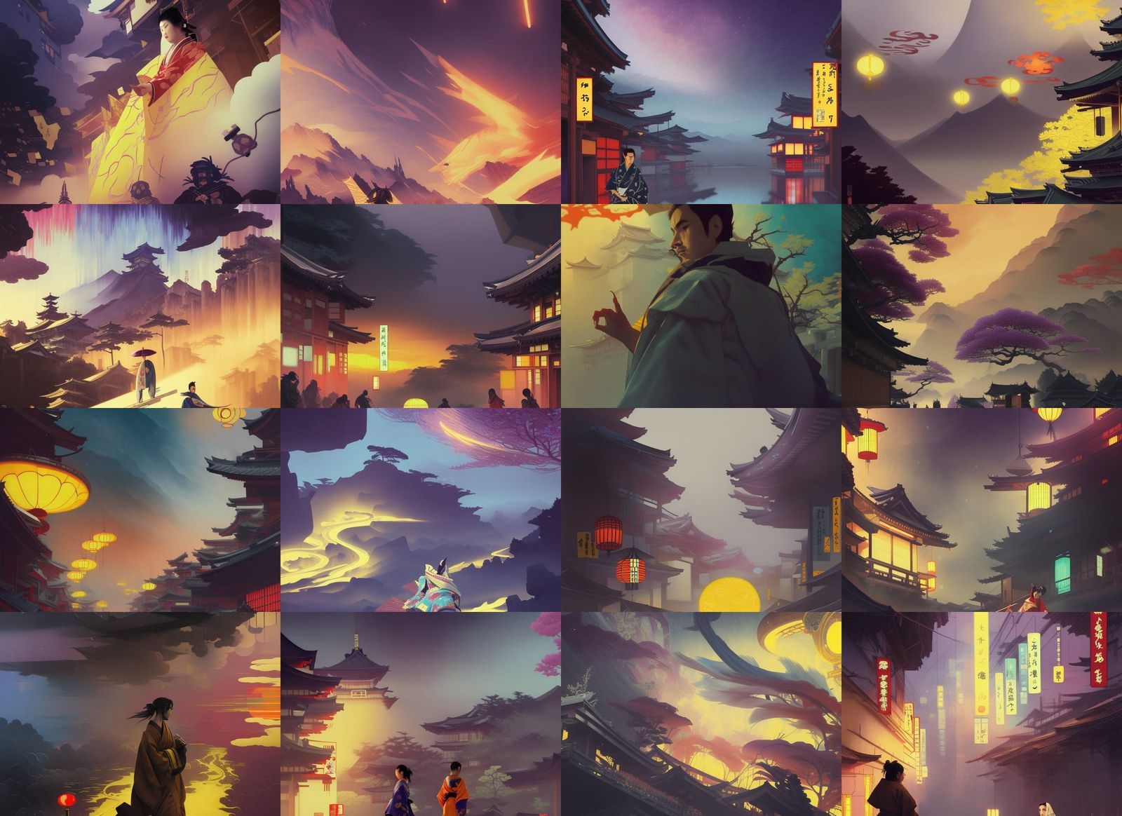 Ocelot in Geisha Kimono: Detailed Matte Painting