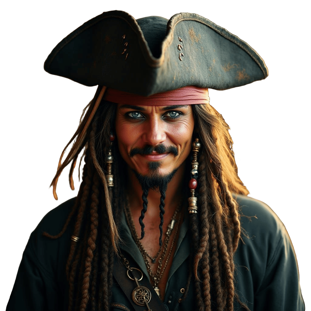 Captain Jack Sparrow Close-Up Portrait in Cinematic Style