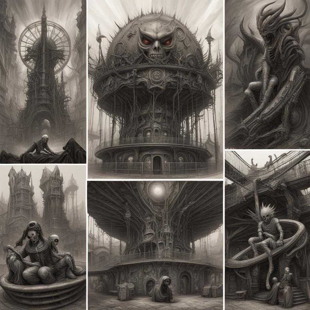 Nightmare Theme Park: A Dark Fantasy Illustration