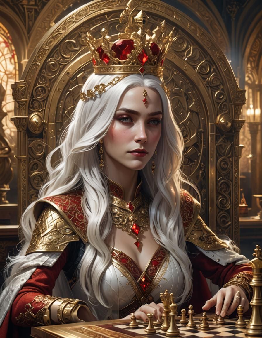 Art Deco Queen Playing Chess in Vault