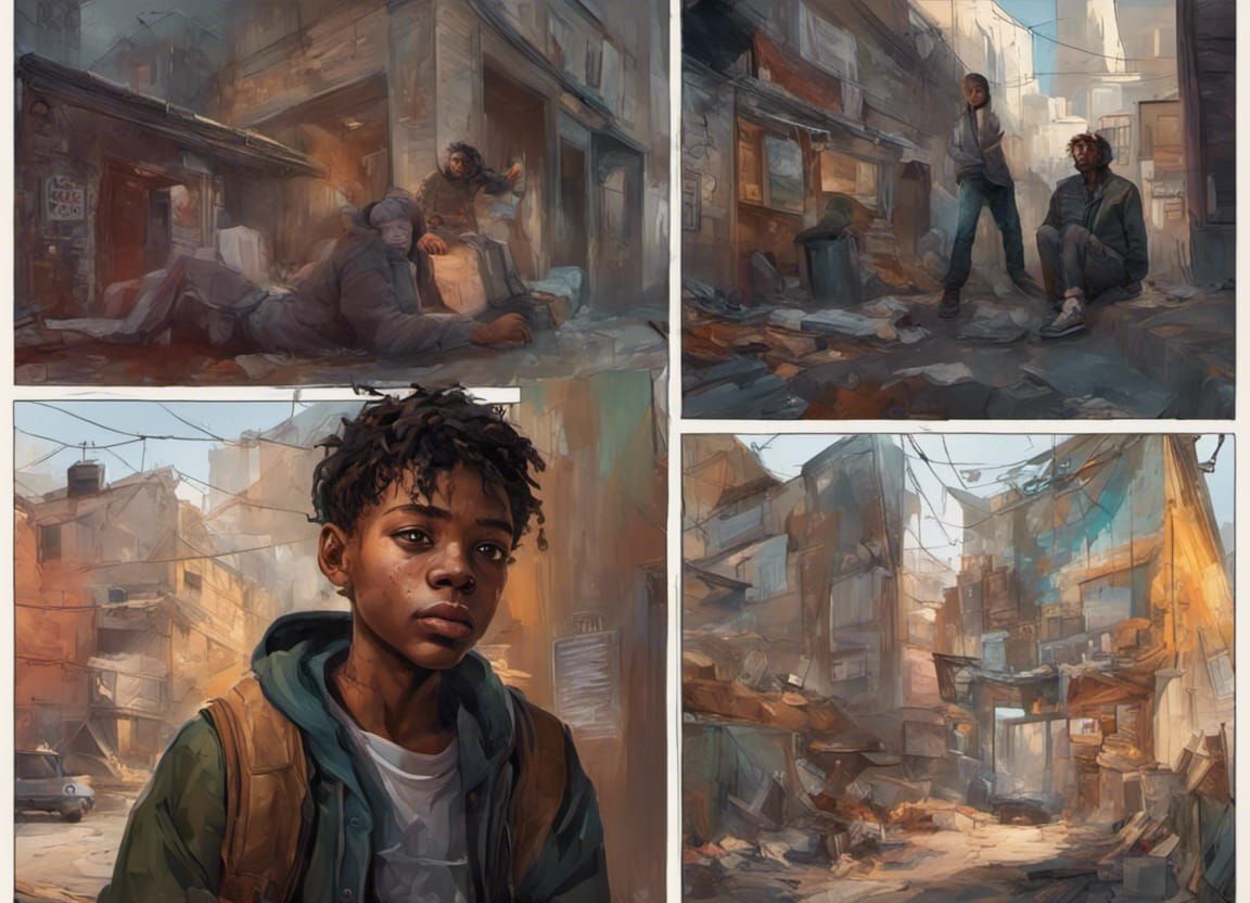 Hyperrealistic Portrait of Homeless Youth's Hideout