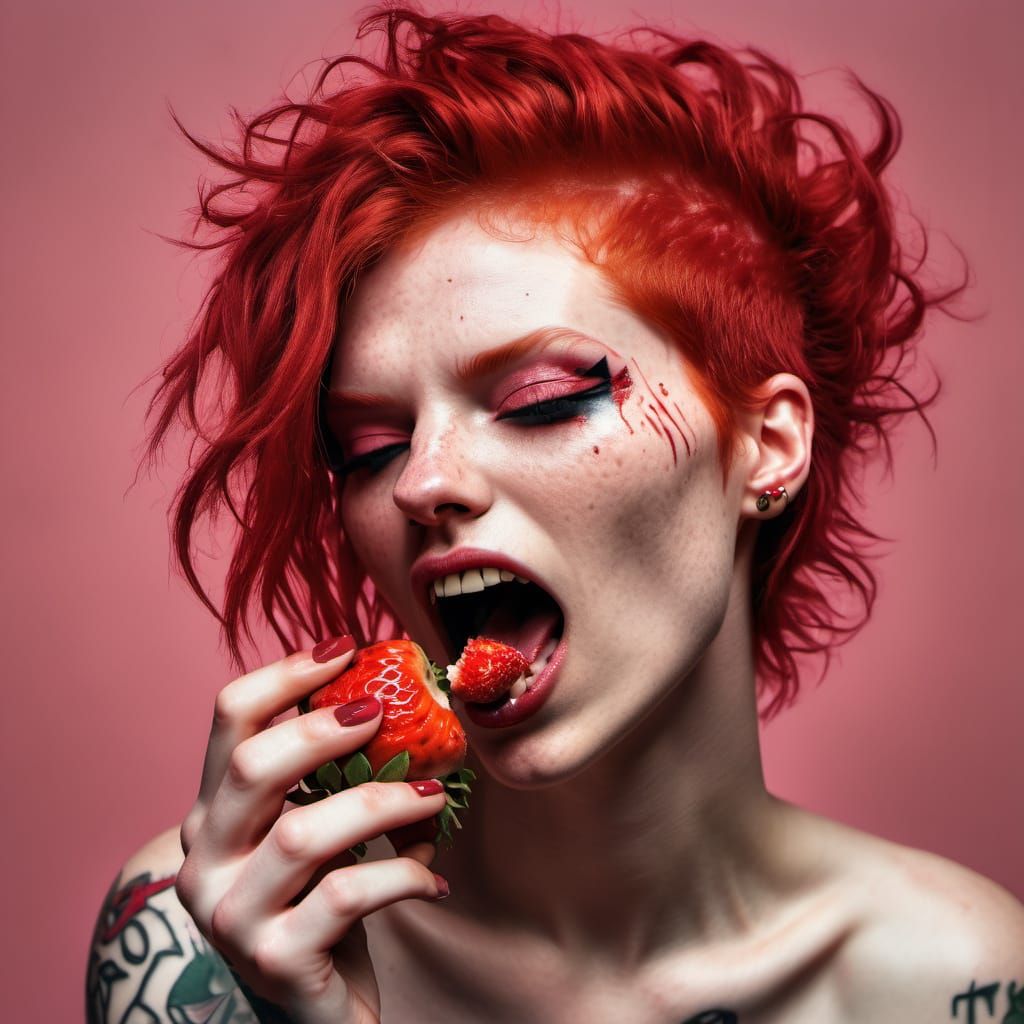 Fiery Redhead with Punk Aesthetic in Ultra-Realistic Photo