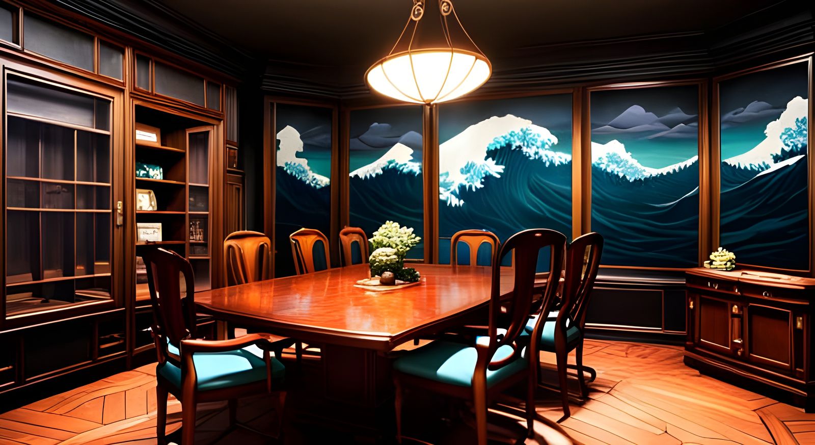 Fantastical Anime Dining Room with Water Theme