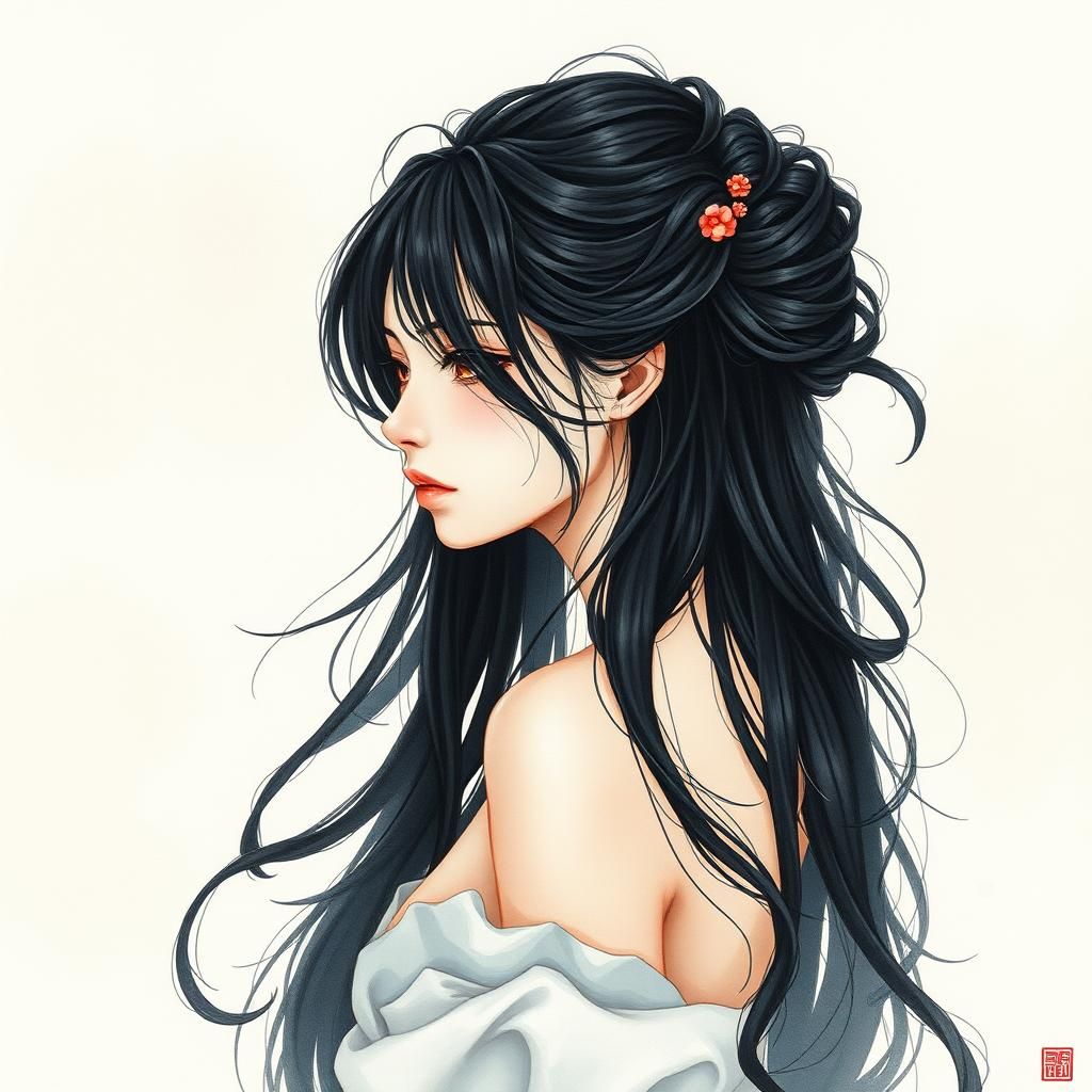 Majestic Maiden in Dreamlike Watercolor Aesthetic