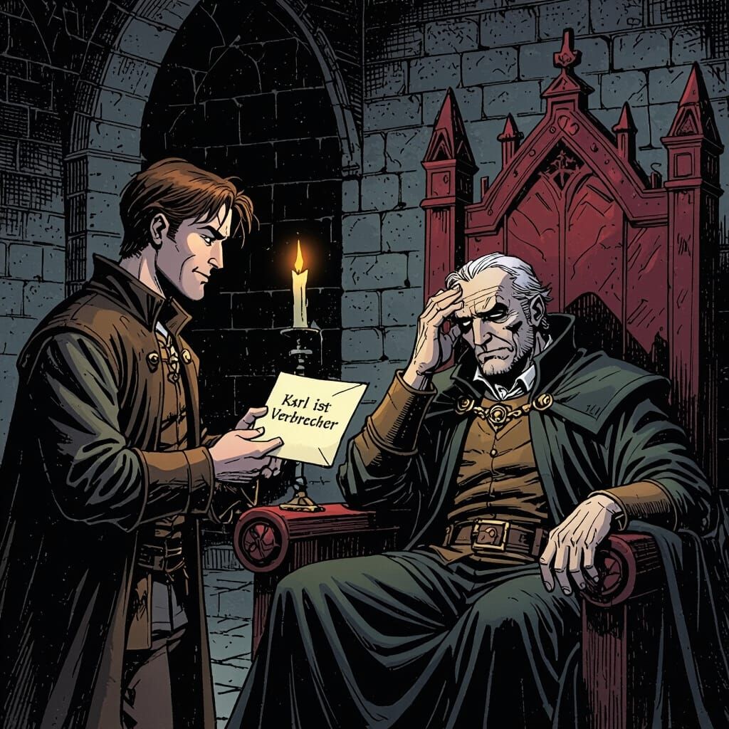 Dark Castle Scene in Comic Style