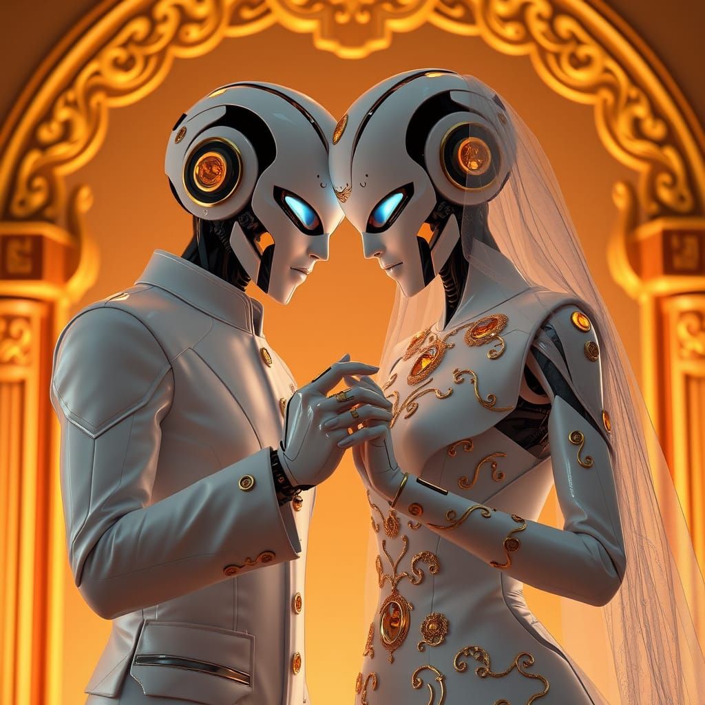 Robot Groom in Elegant High-Tech Wedding