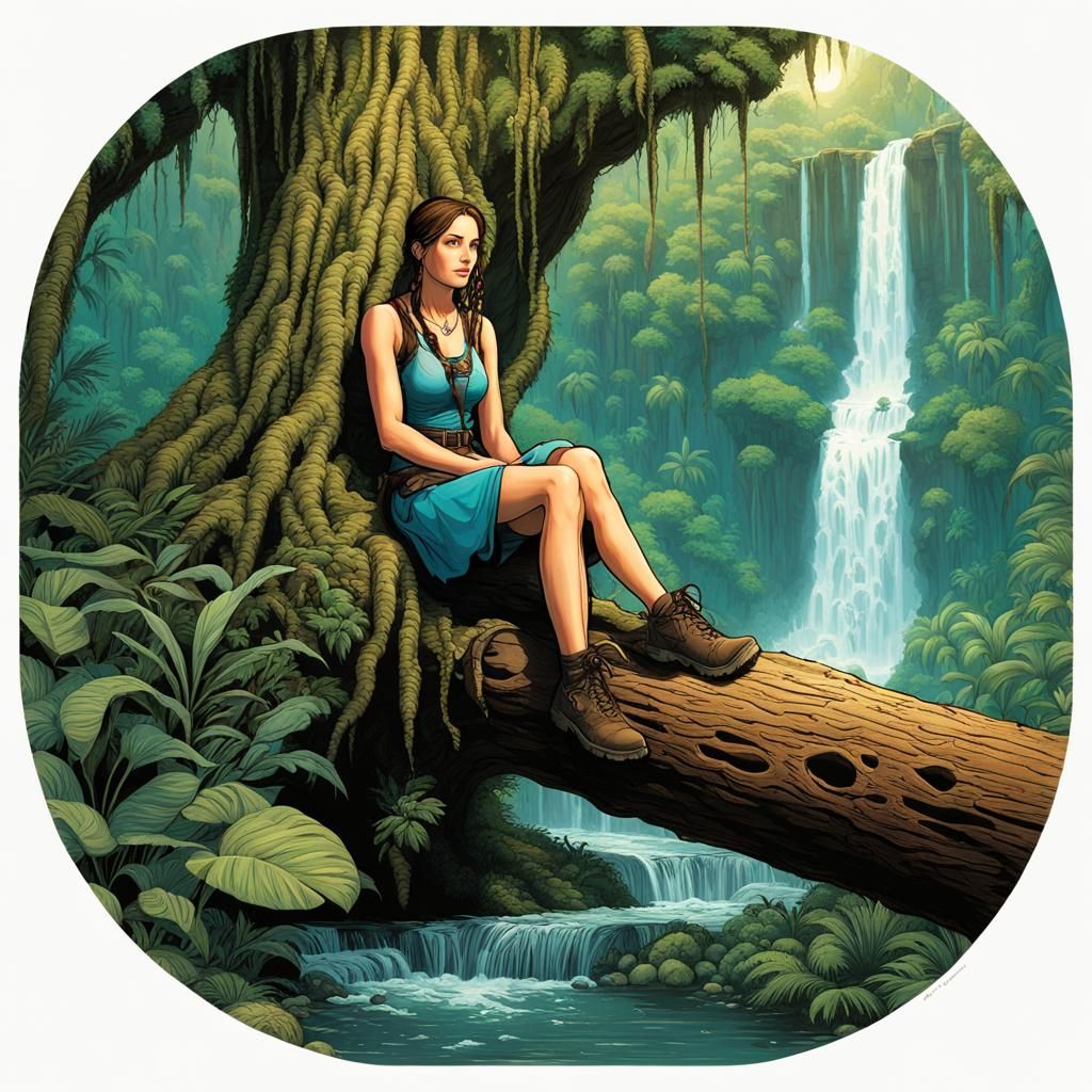 Lara Croft in a Whimsical Jungle Wonderland