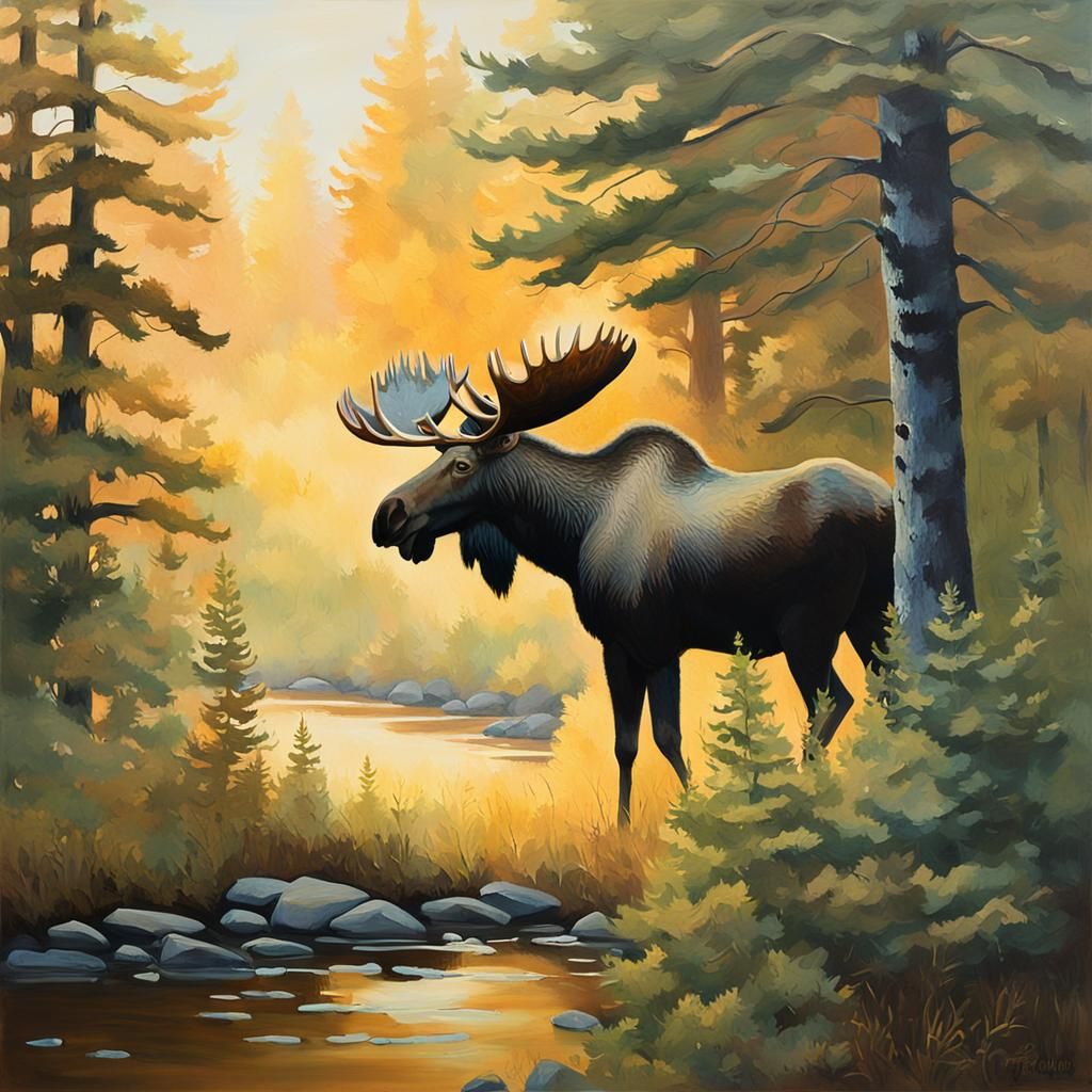 Moose in Maine: Contemporary Landscape Painting