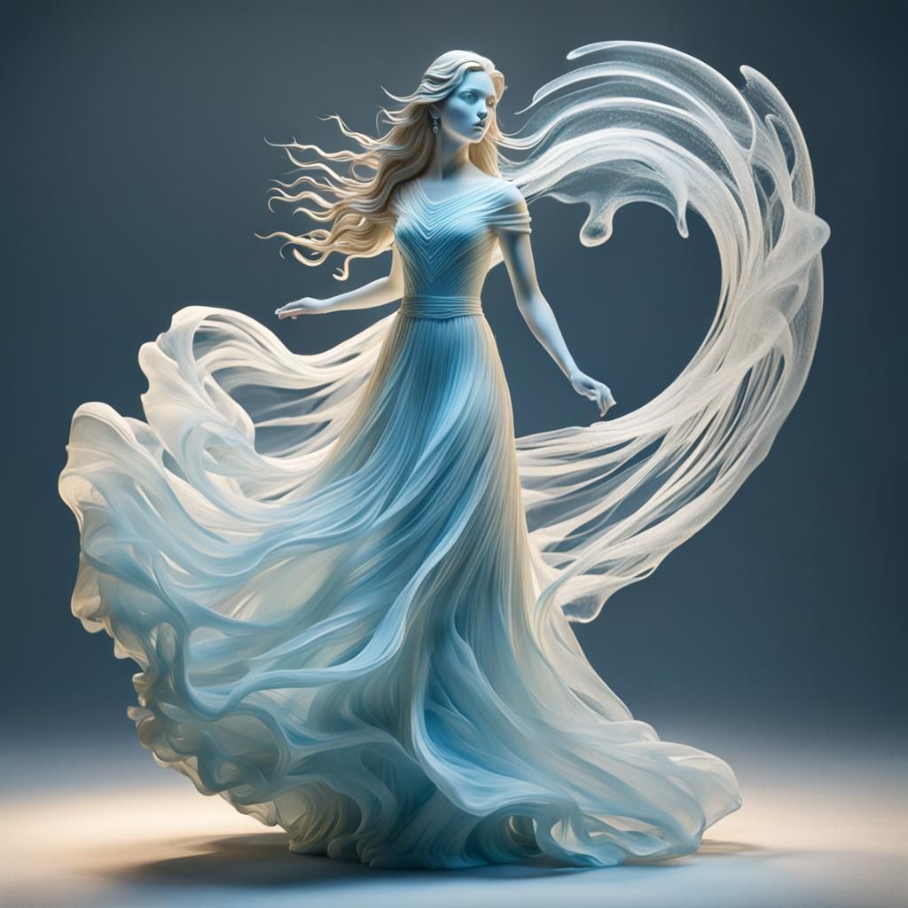 Icy 3D Sculpture of a Beautiful Woman