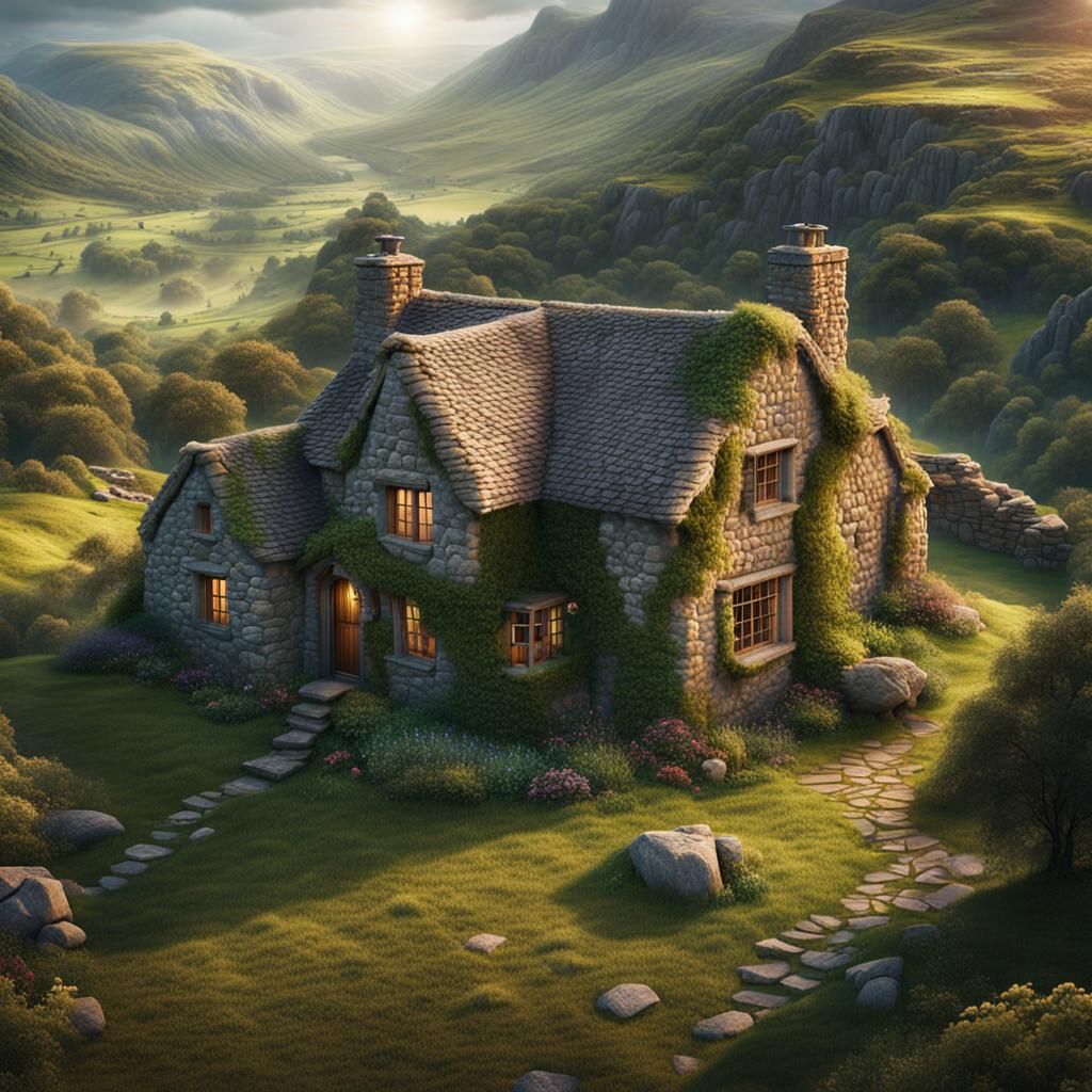 Stone Cottage in Hidden Valley: Aerial View