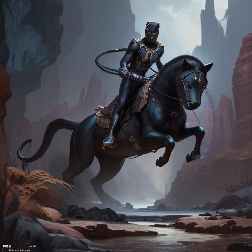 Black Panther Ranger in 1950s Matte Painting