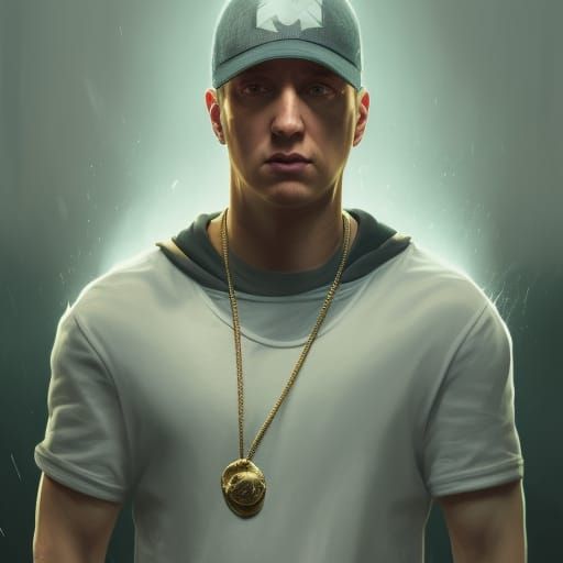 Eminem Portrait in Hyperdetailed Digital Art Style