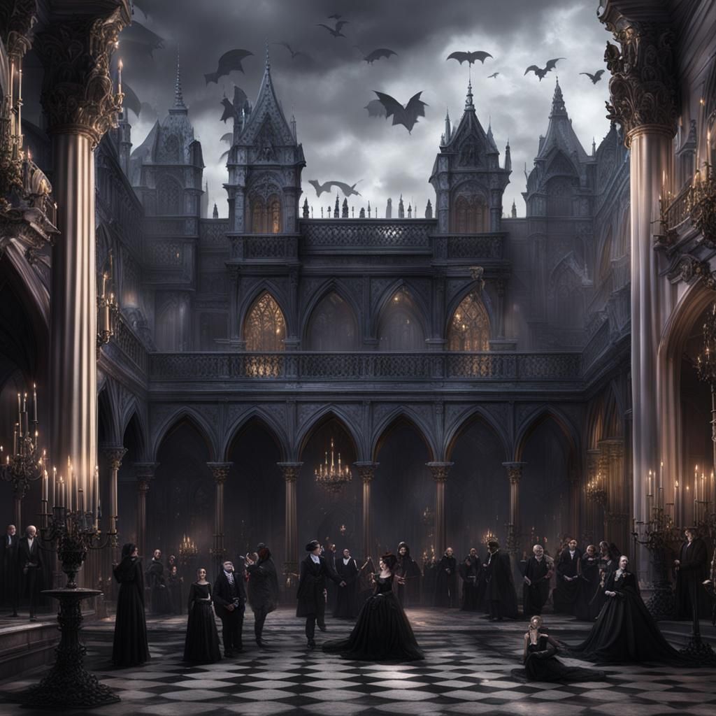 Gothic Palace Party: Detailed Matte Painting