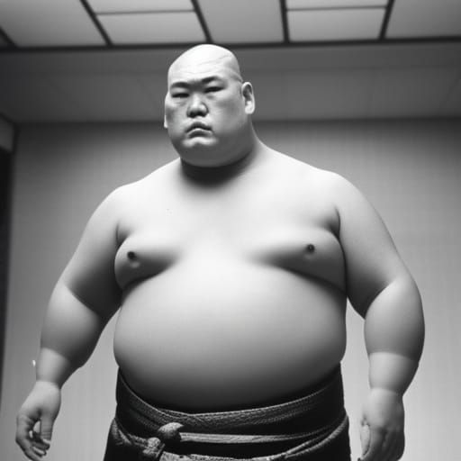 Bald Sumo Wrestler as 1980s Yakuza Movie Character