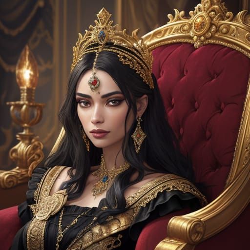 Ornate Crowns and Tiaras on Velvet Cushion