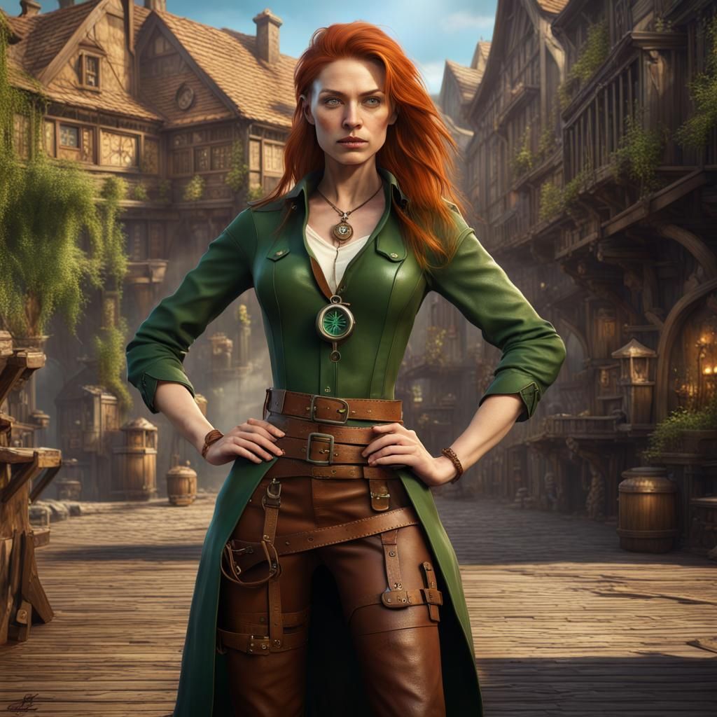 Fantasy Ranger in City Port Concept Art