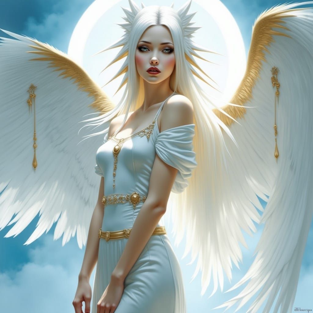 Ethereal Angel in Radiant Heavenly Realm