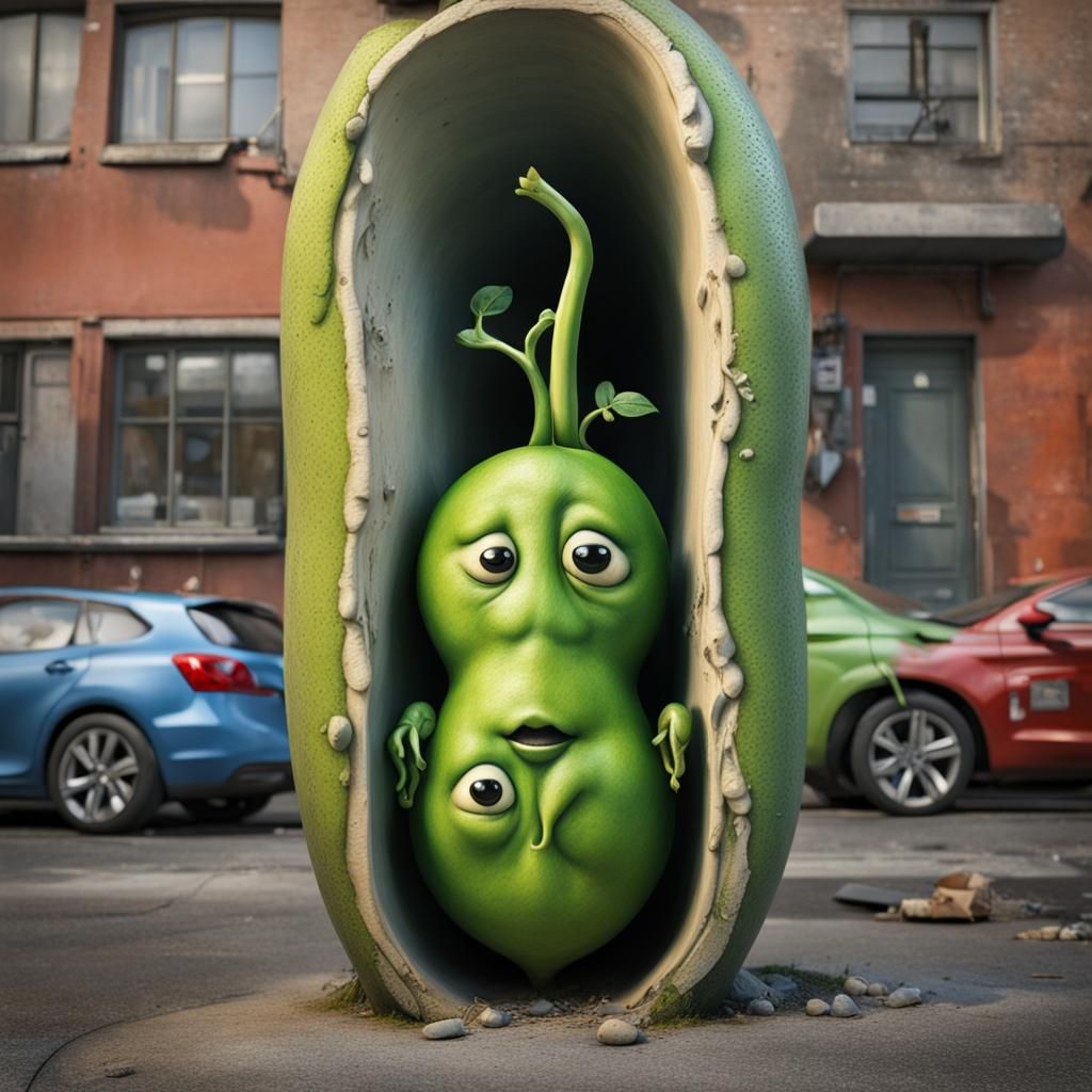 Conjoined Peas in their concrete pod!