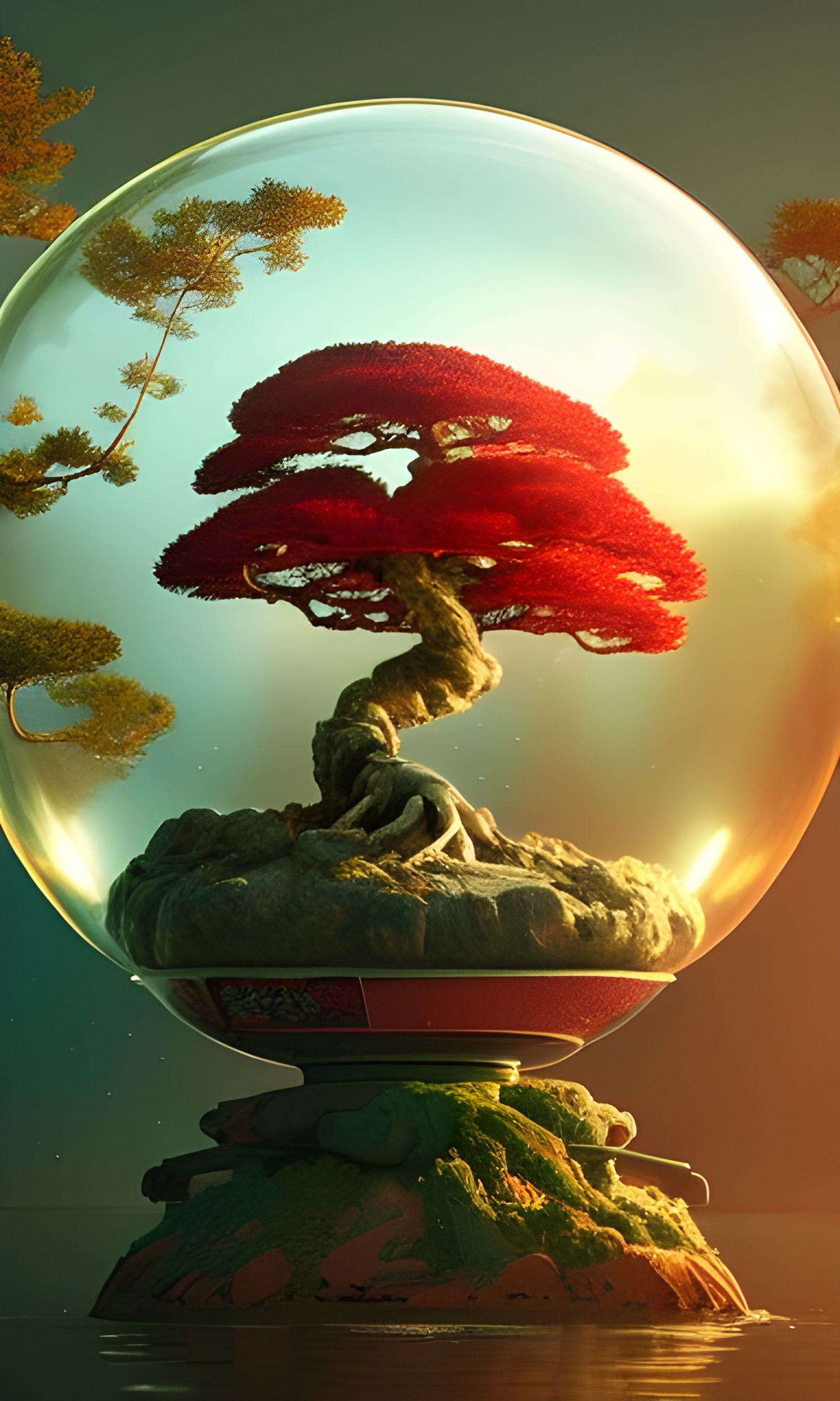 Red Bonsai in Bubble: Fantasy Album Art