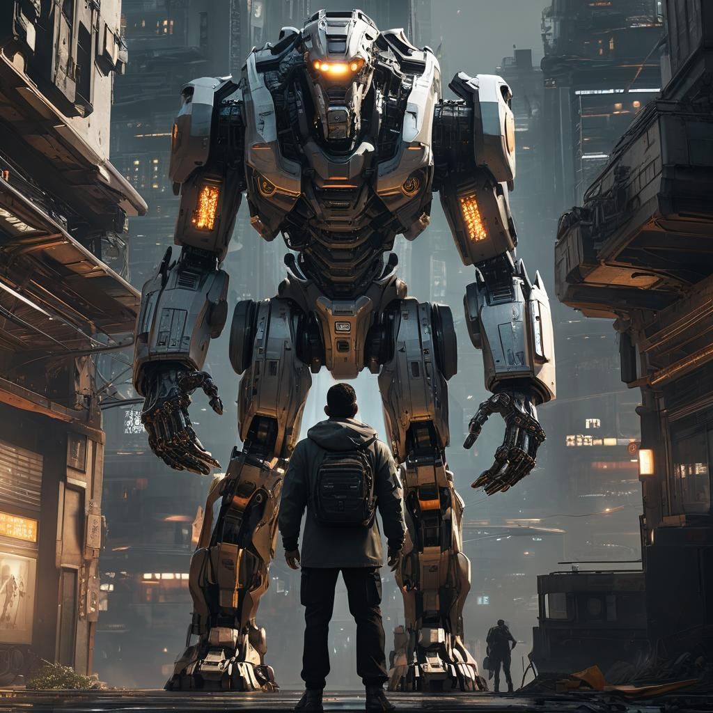 Futuristic Cityscape with Herman in Sci-Fi Style