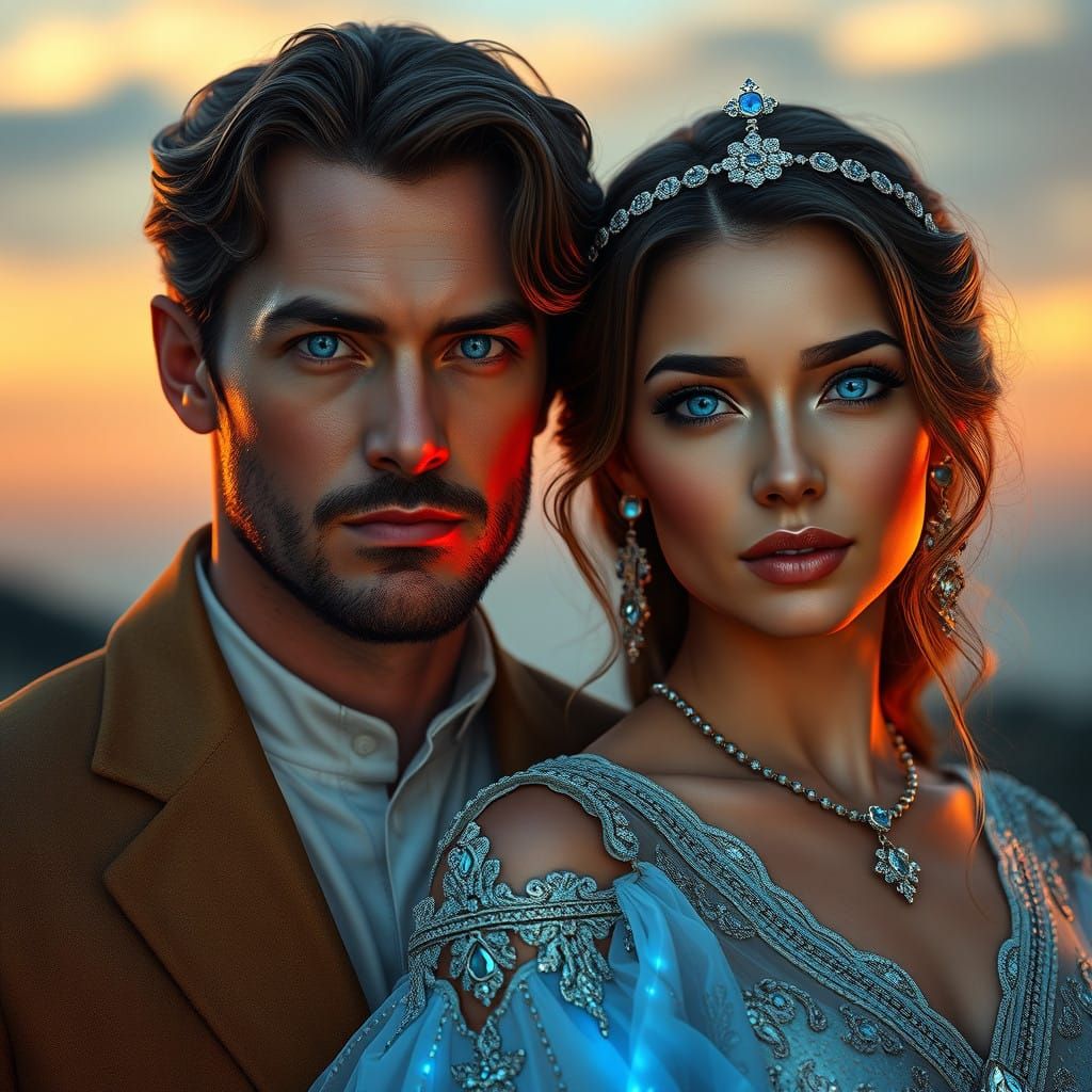 Ethereal Regal Couple in Pacific Blue Light