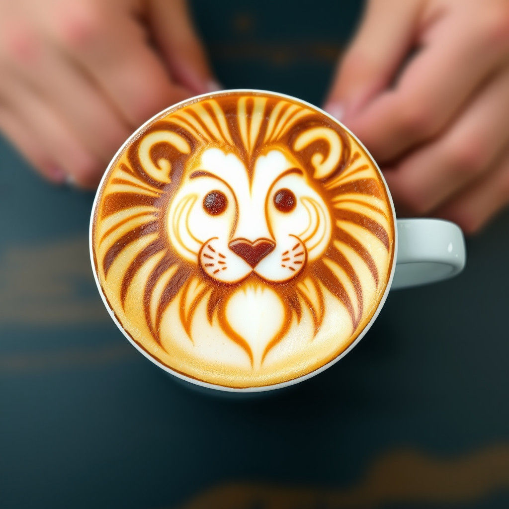 Latte art, Lion