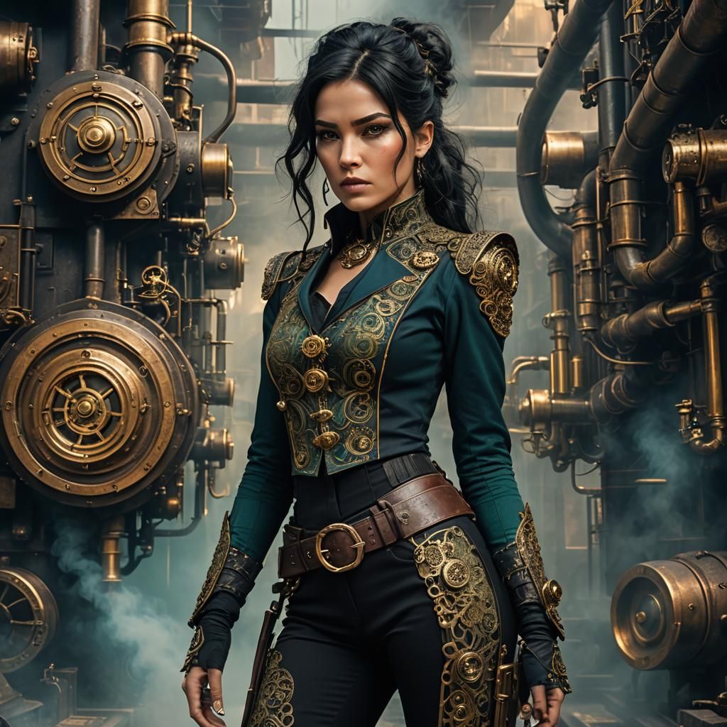 Steampunk Woman with Metallic Details