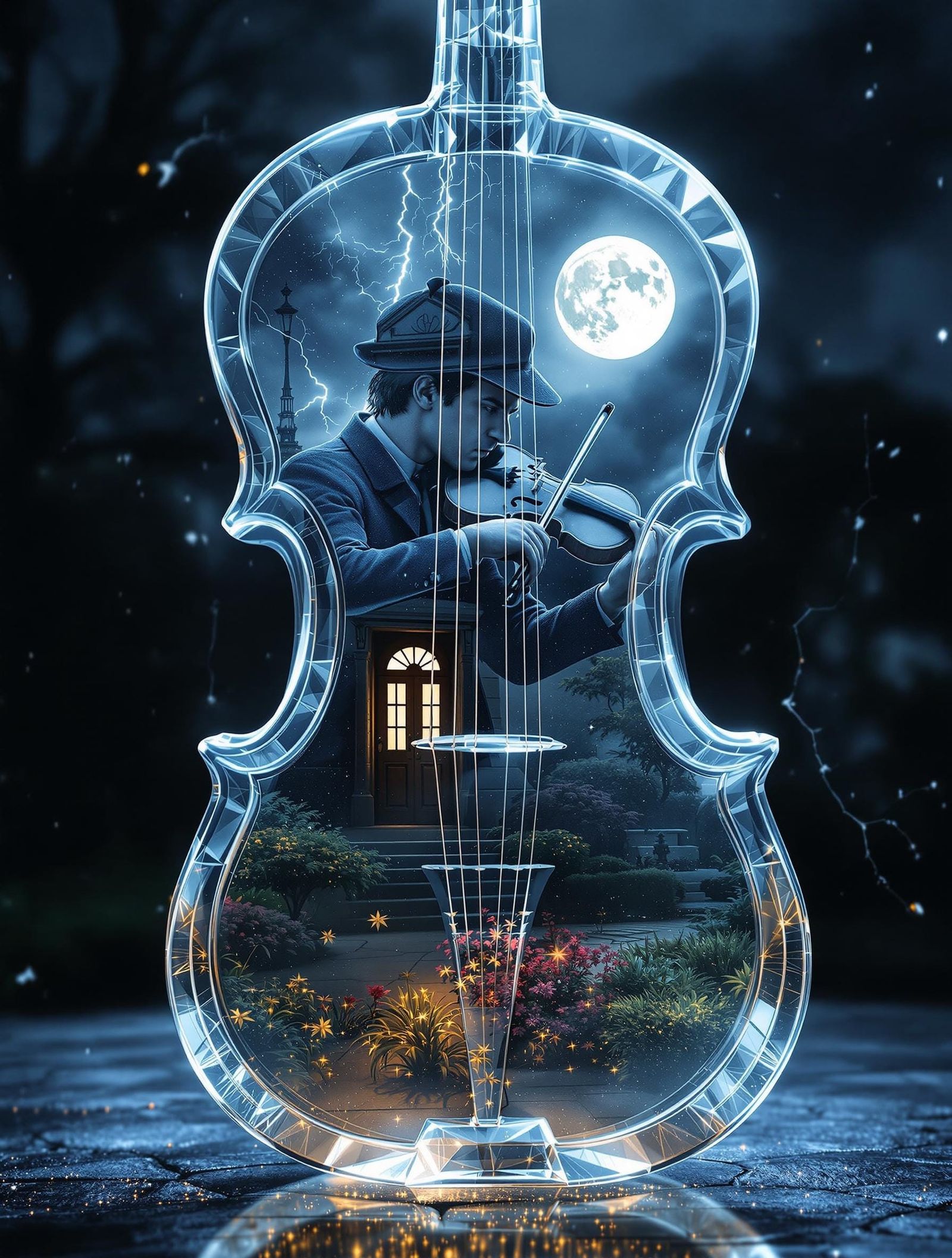 Sherlock Holmes Plays Stradivarius in Hyperrealistic Glass V...