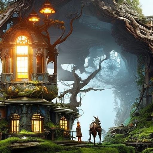 Nouveau Rococo House Inside Bonsai Yggdrasil