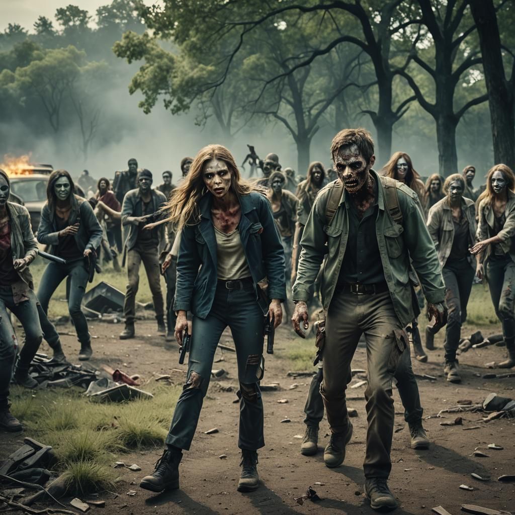 Zombie Apocalypse with Models: Cinematic Film Still