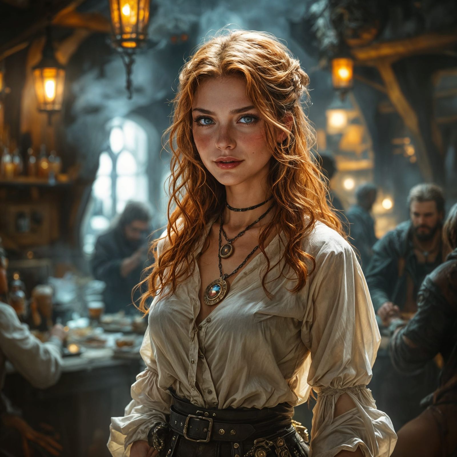 Freckled Thief in Tavern: A Fantasy Portrait