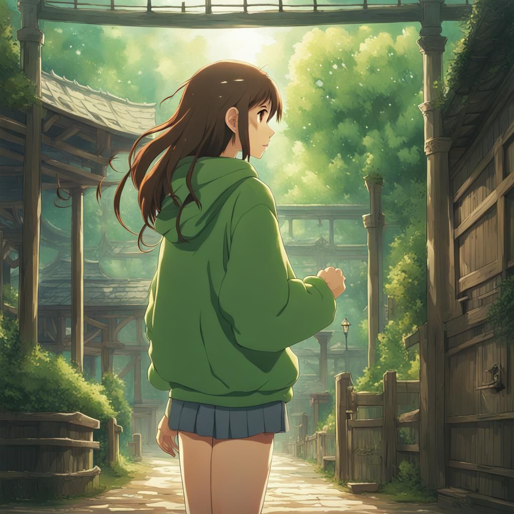 Girl with Dragon in Anime Style