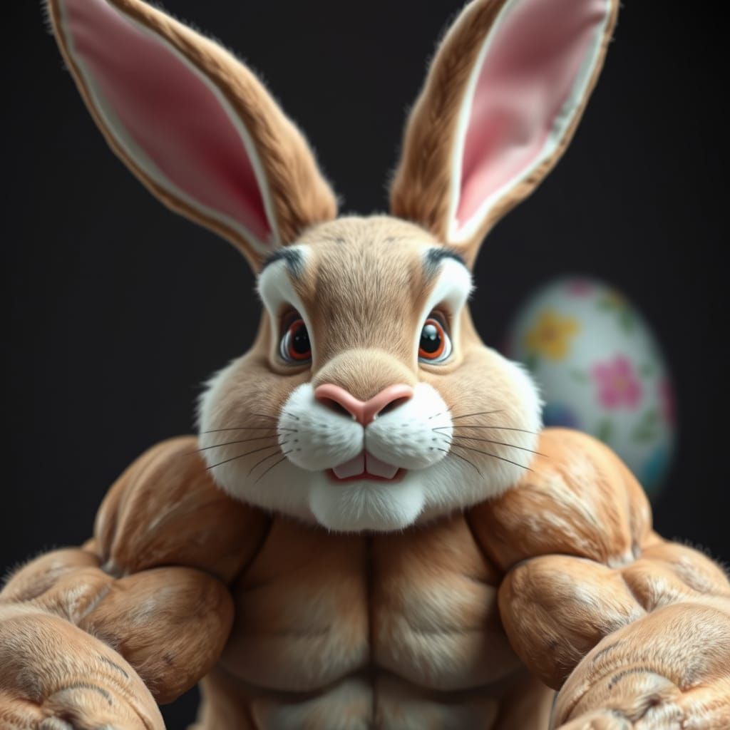 Muscular Easter Bunny in Arnold Schwarzenegger Bodybuilding ...