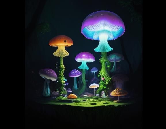 Jellyfish in Toadstool Forest: Beatrix Potter Style