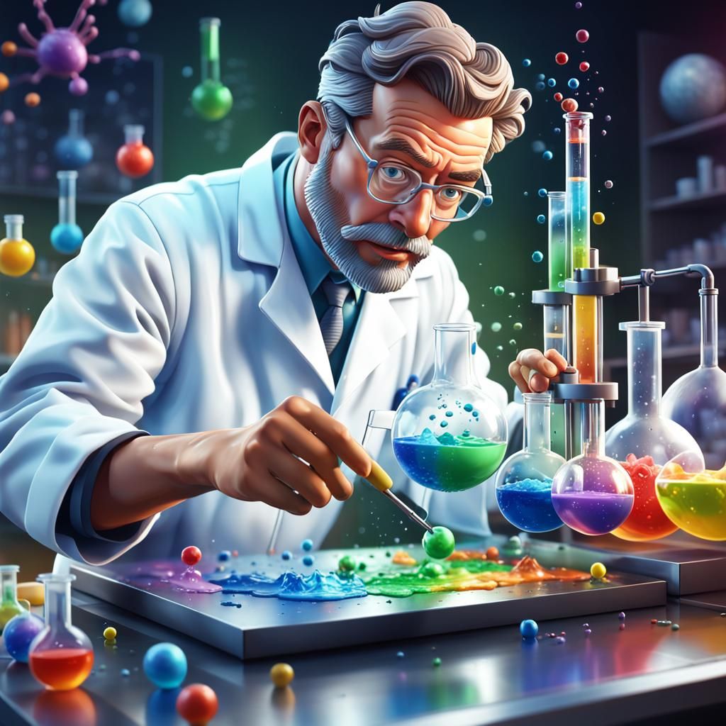 Scientist creates colorful floating objects from  chemicals in his Science Lab