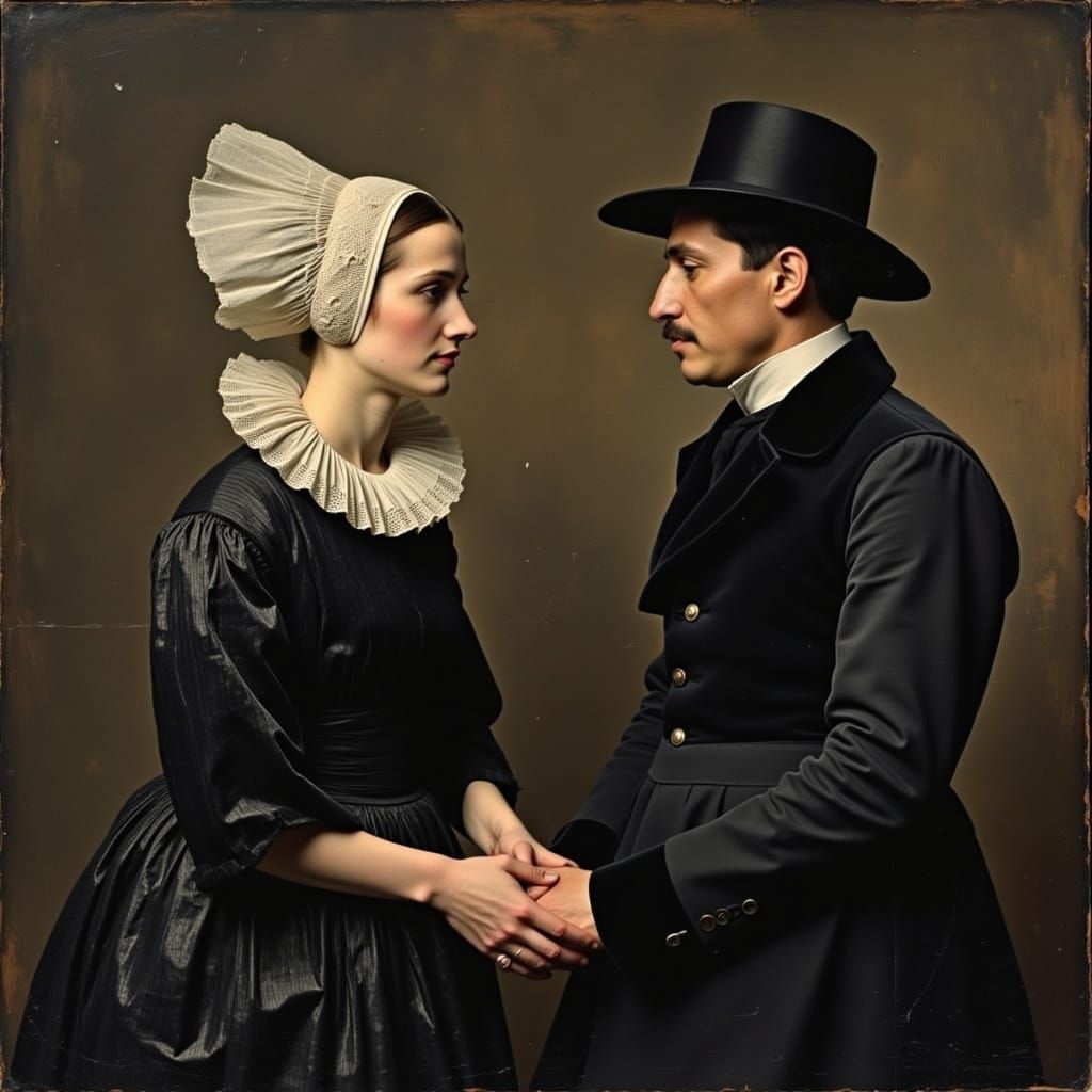 Classic Portrait of a Dutch Couple with Chiaroscuro Effects