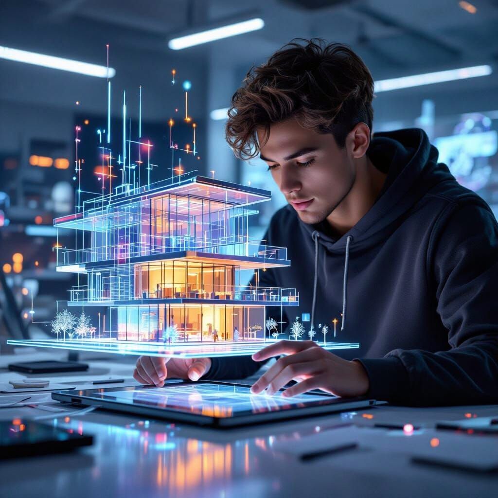 Student Creates Futuristic 3D Building From Blueprint
