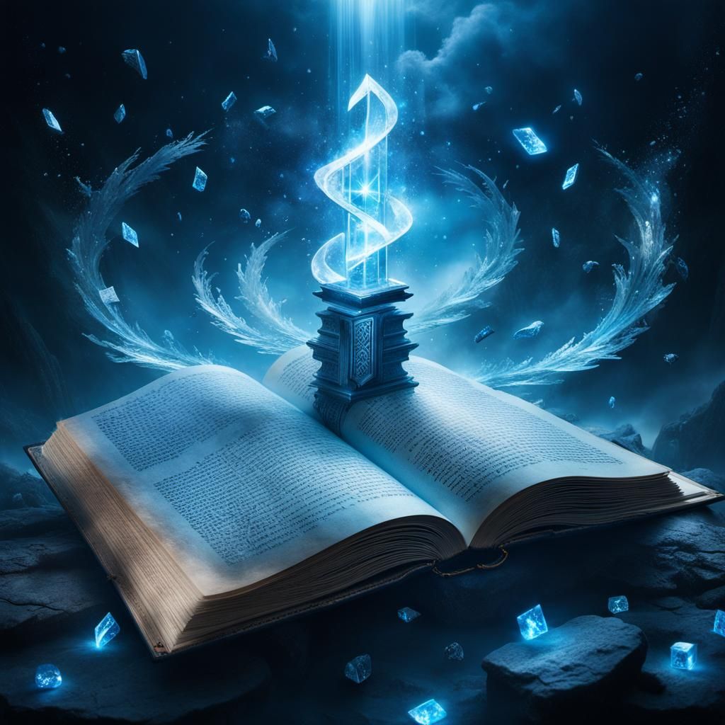 Holographic Runes Emerging from Open Book