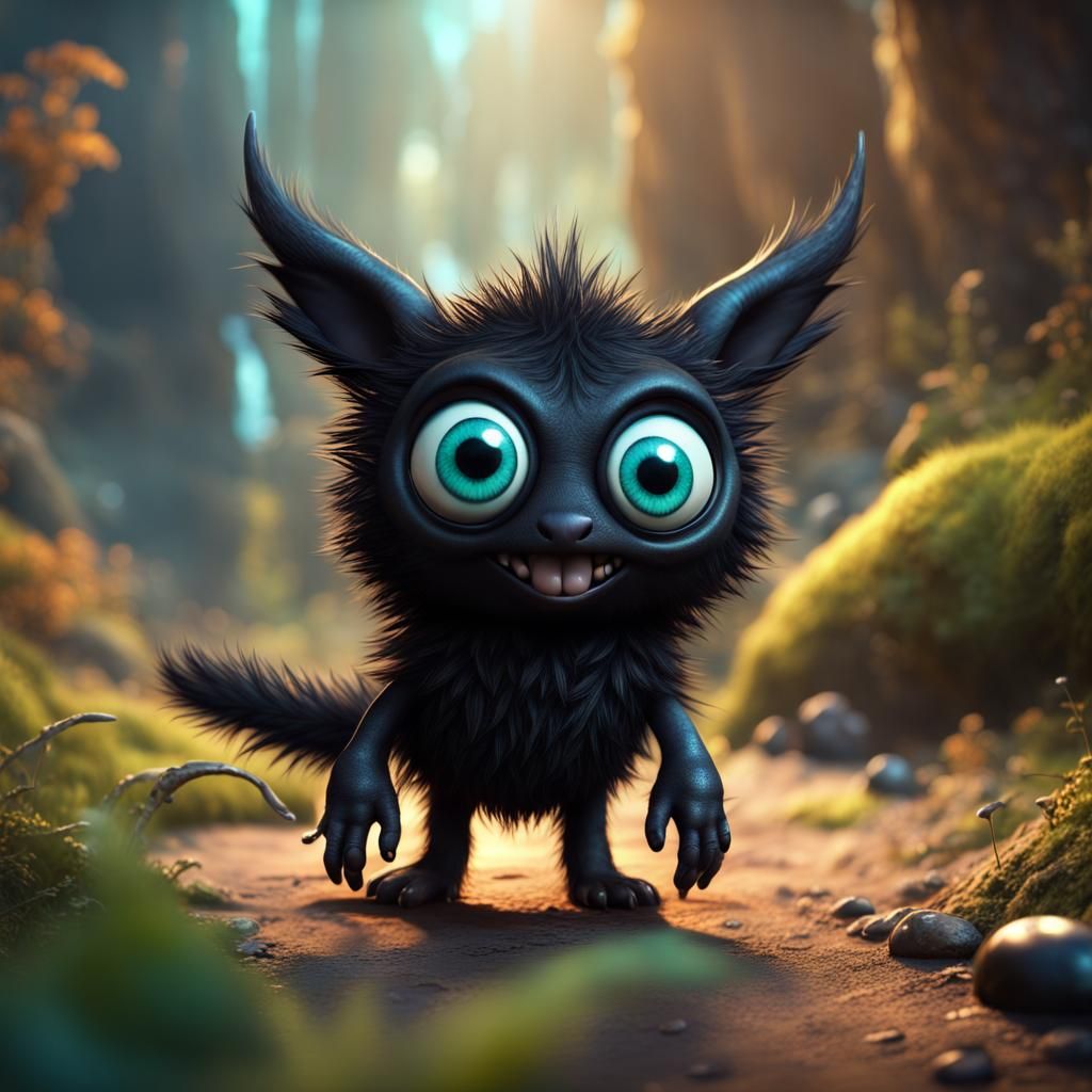 Fantasy Critter with Googly Eyes, Digital Matte Painting