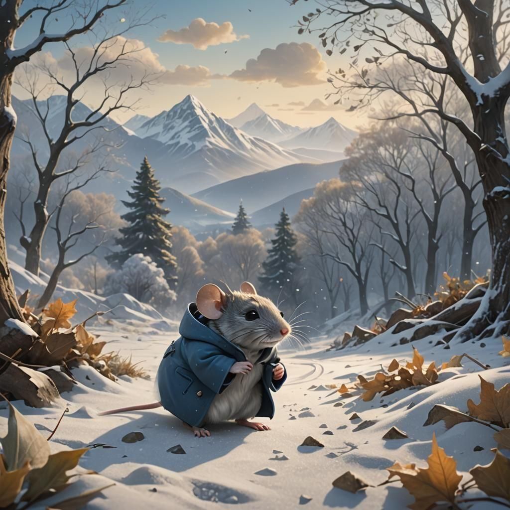 Mouse in Blizzard: Detailed Matte Painting