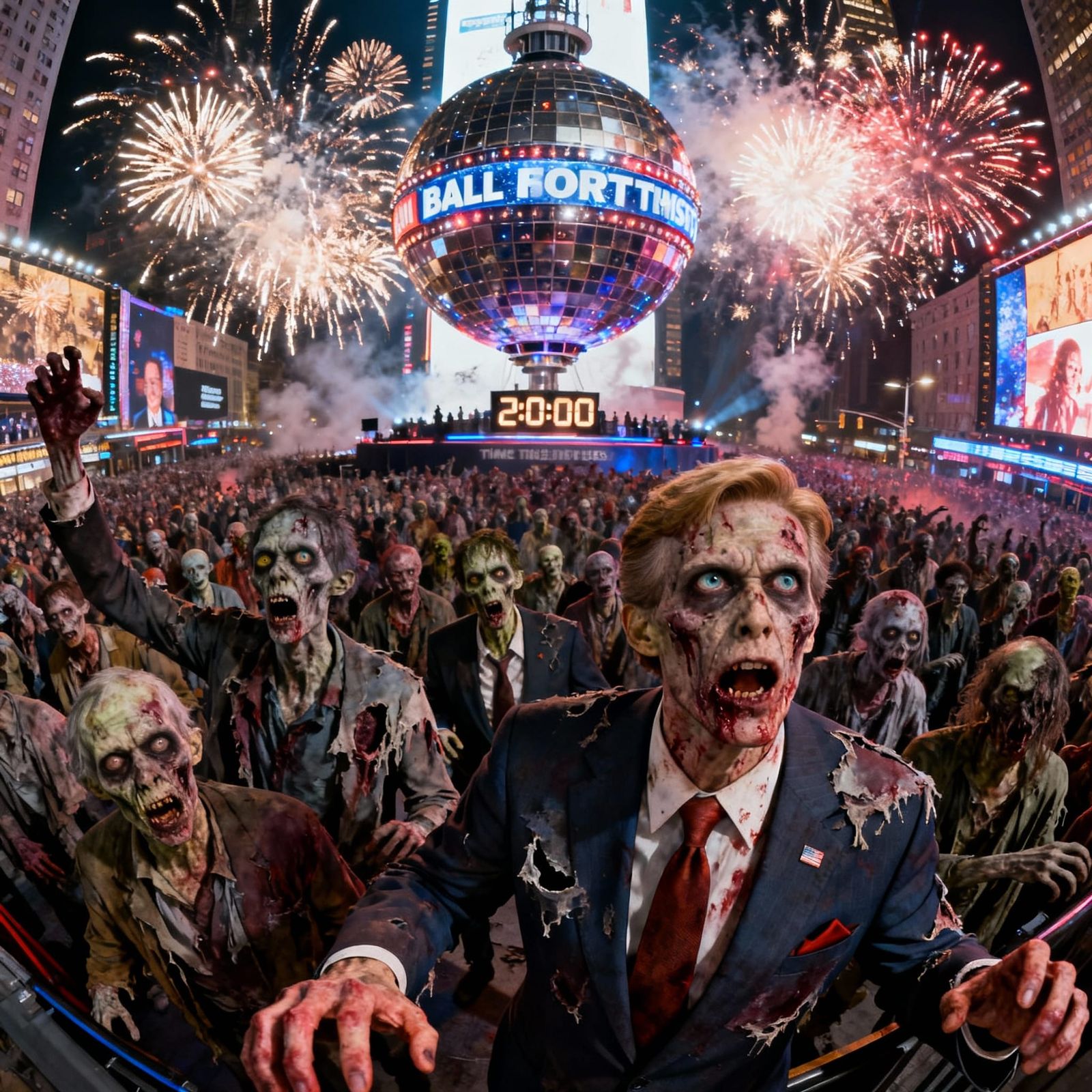 Zombies Take Over Times Square Ball Drop in Photo