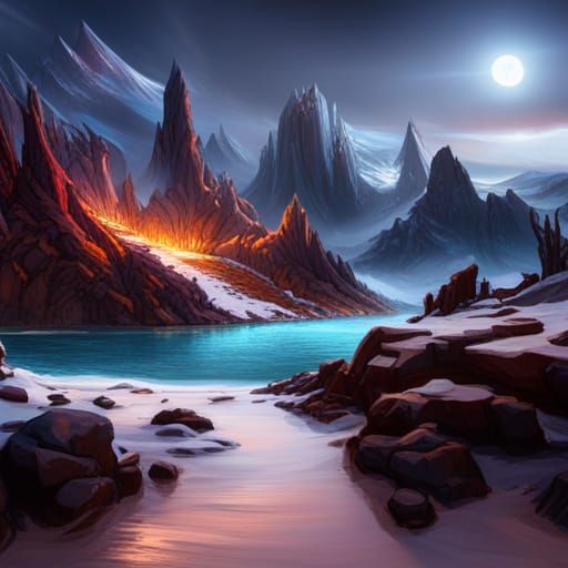 Fire and Ice Clash in Detailed Fantasy Art
